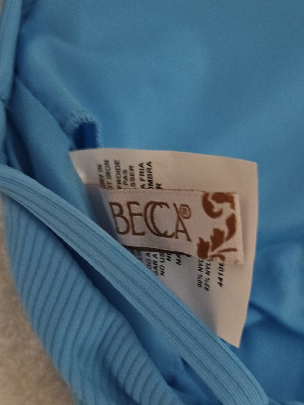 New BECCA Blue One-Piece Swimsuit with Green & White Trim - Picture 6 of 6